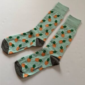 Express Pineapple Print Socks - Mint and Charcoal